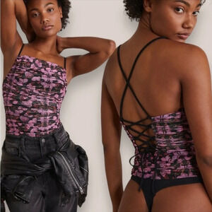 Free People Intimately free‎ butterfly Milkshake Mesh Bodysuit size L